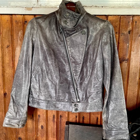 Designer Moto biker leather Jacket Distressed Futuristic Runway Motorcycle 36 XS - Picture 6 of 16